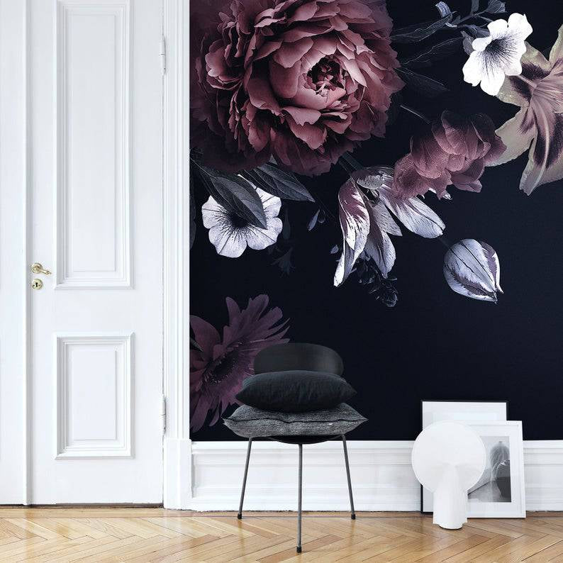 Dark Purple Floral Design BWMUR1053