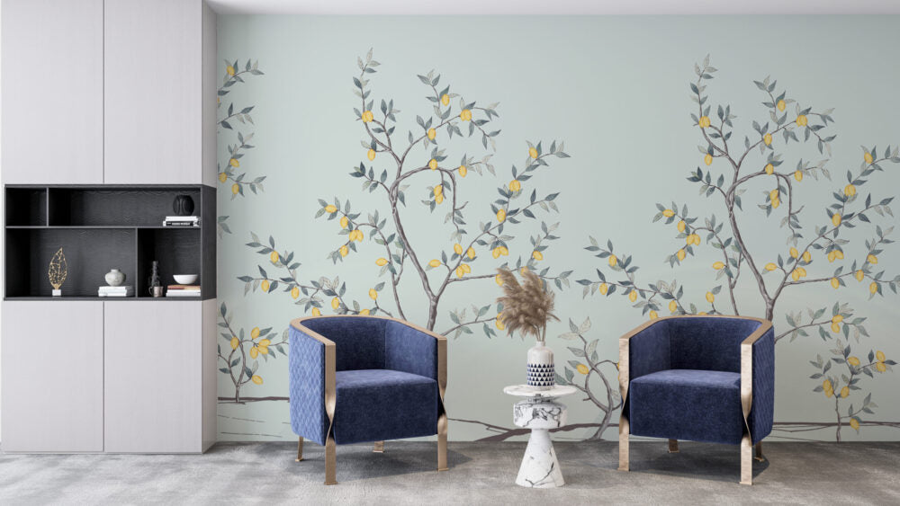 Lemon Tree With Light Blue Design BWMUR8041