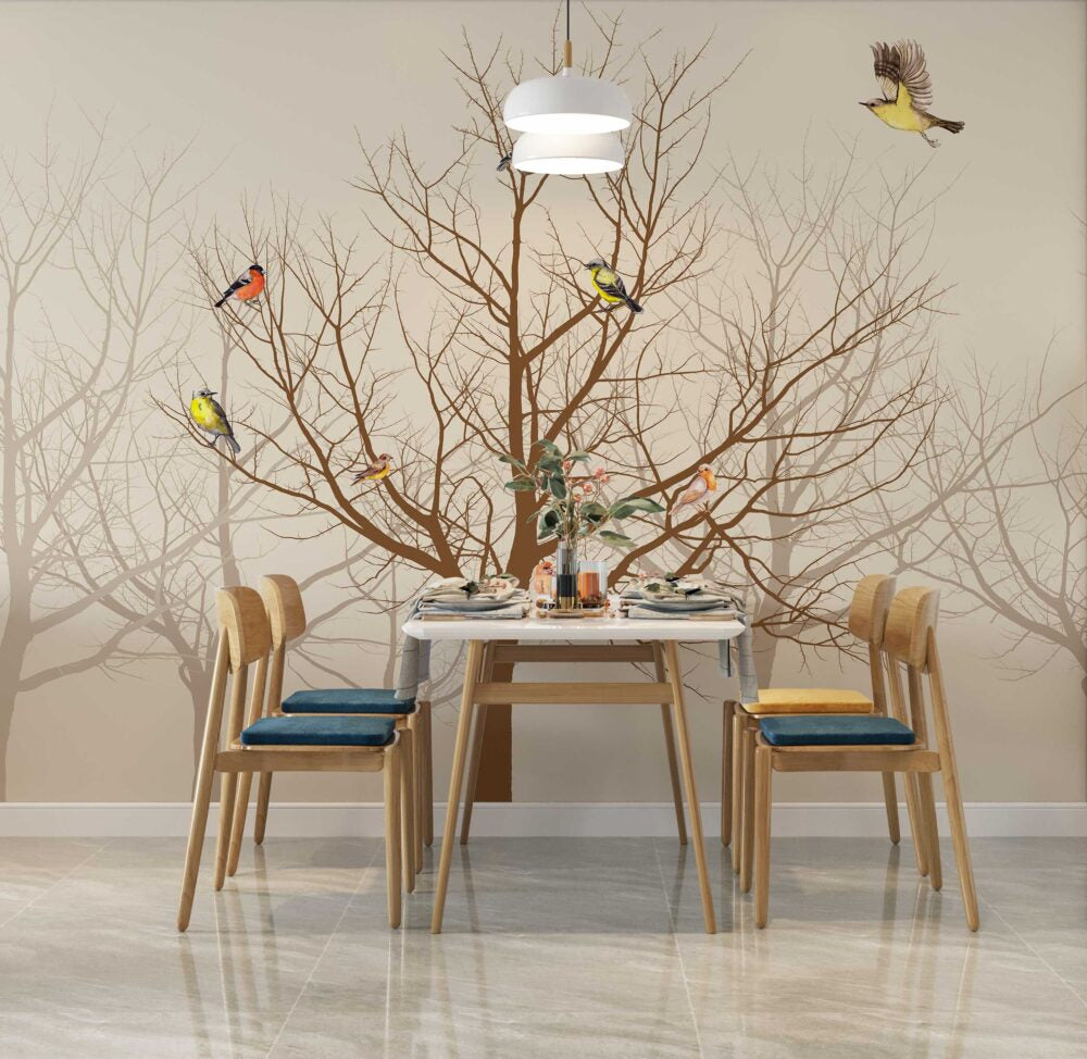 Small Birds On Tree Design BWMUR7410