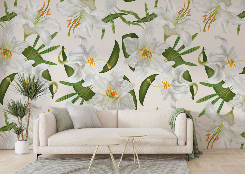 White Lily Flower Design BWMUR6117