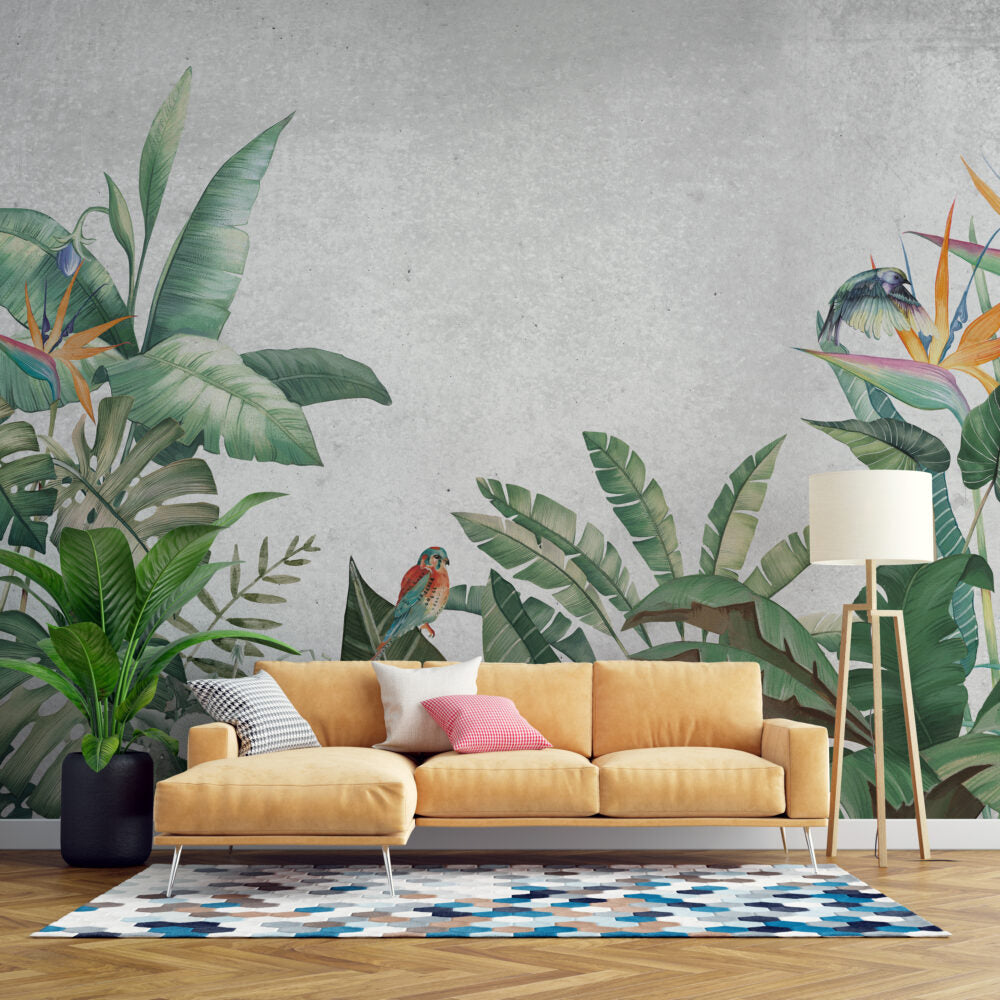 Palm Leave with Birds Design BWMUR8220