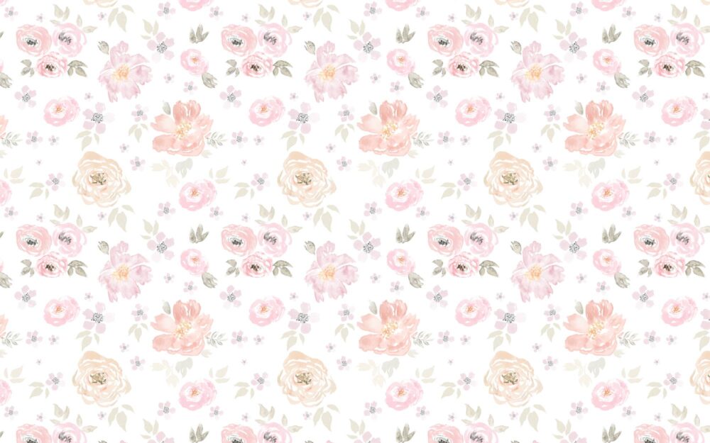 White Pastel Flowers Design BWMUR2122
