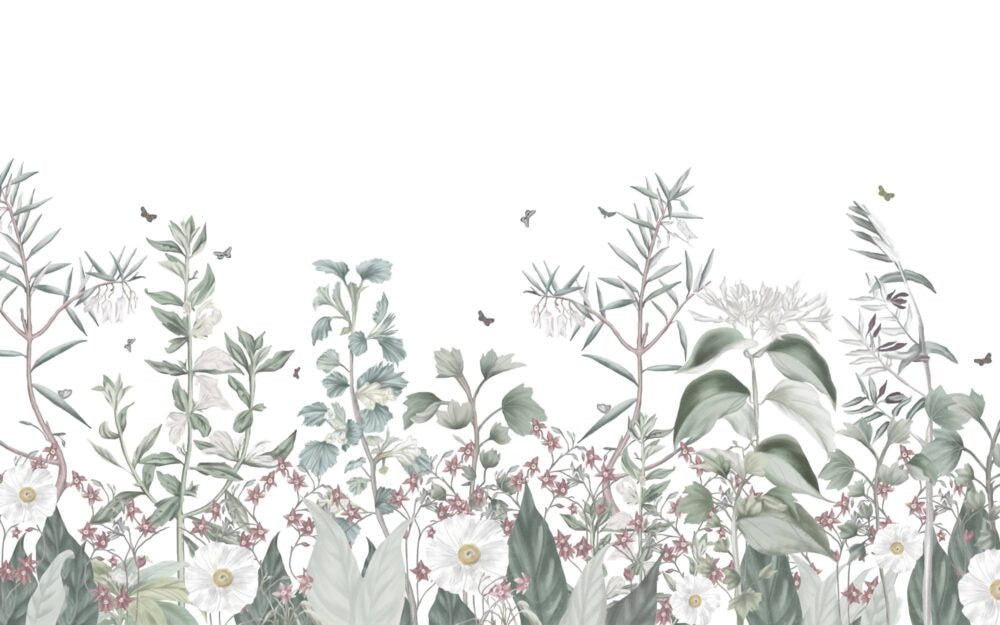 White Flower Wall Design BWMUR2185