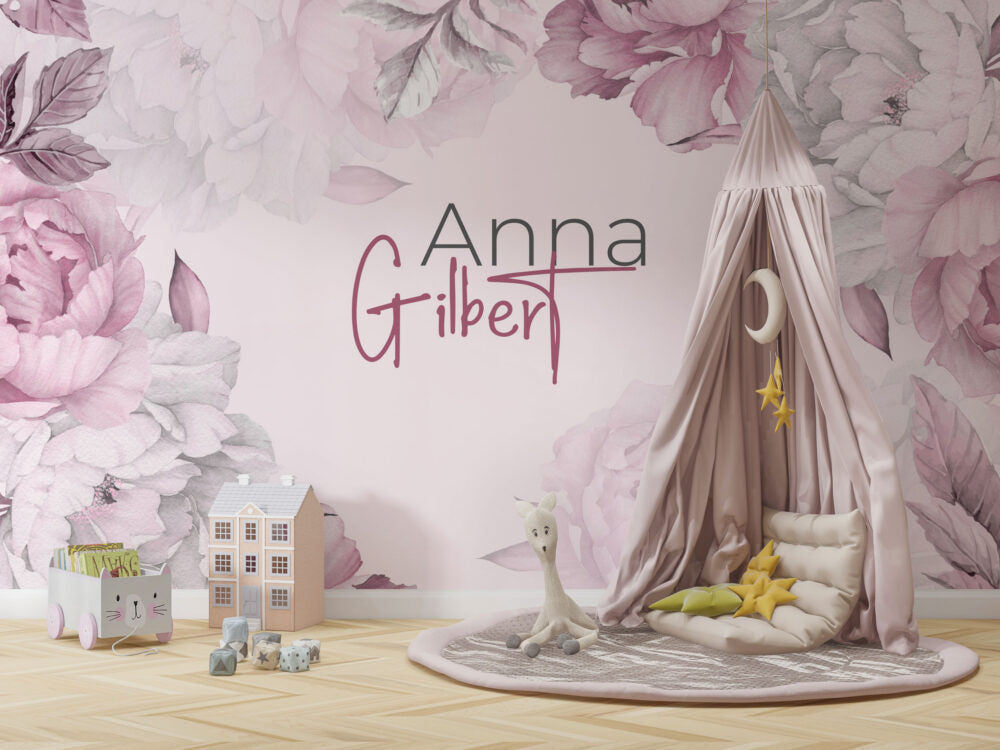 Custom Name With Pink Roses Design BWMUR7326