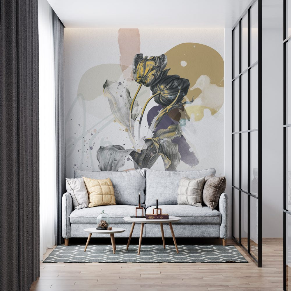 Yellow Painted Plant Design BWMUR8140-S