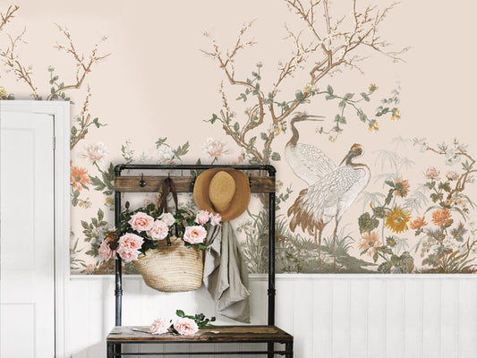 Crane Birds And Trees Design BWIN0270