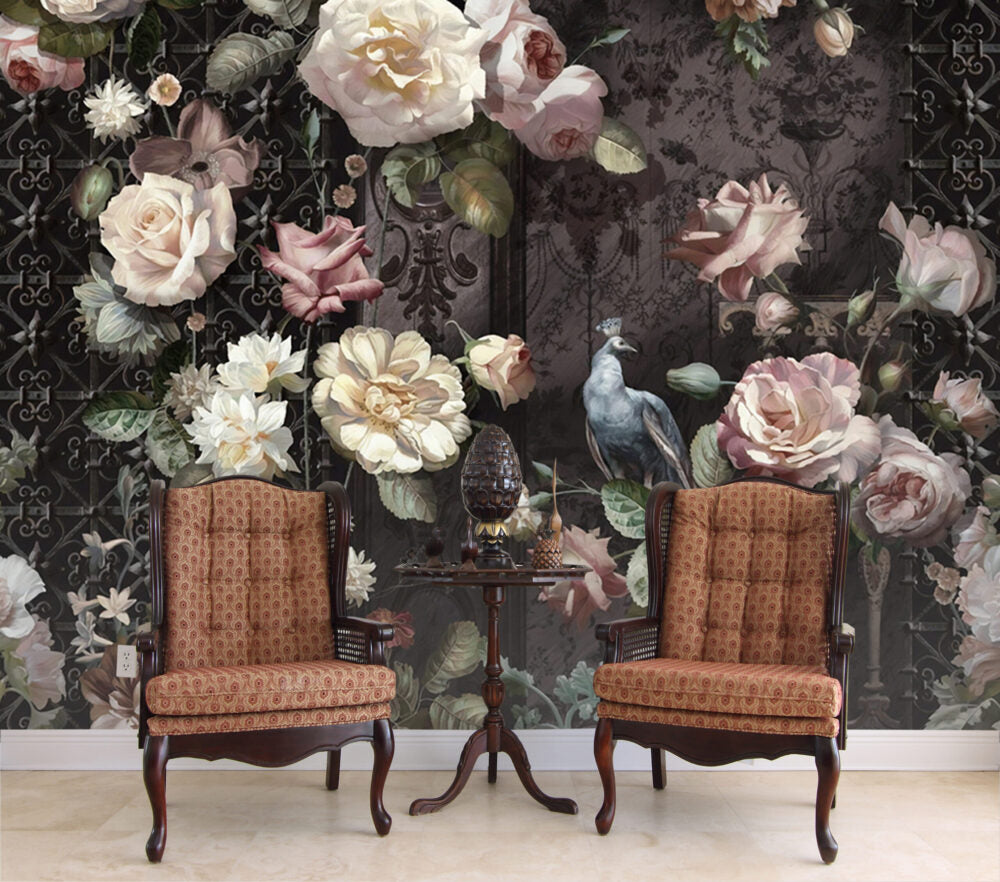 Pastel Flowers With Dark Background Design BWPF0448D