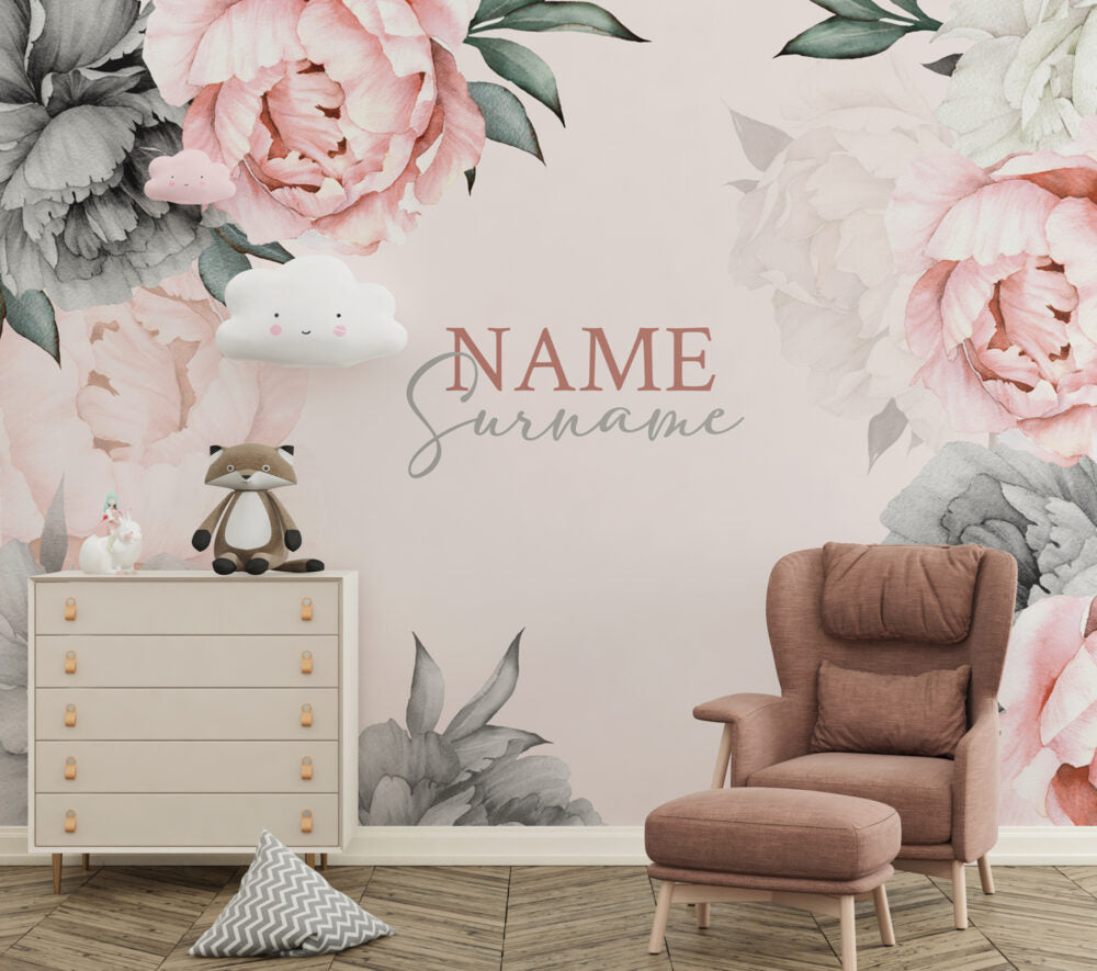 Floral Nursery Design BWMUR8074 – Beautiful Walls Pty Ltd