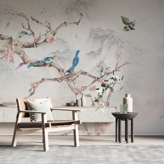 Flower Tree With Birds Design BWMUR8201