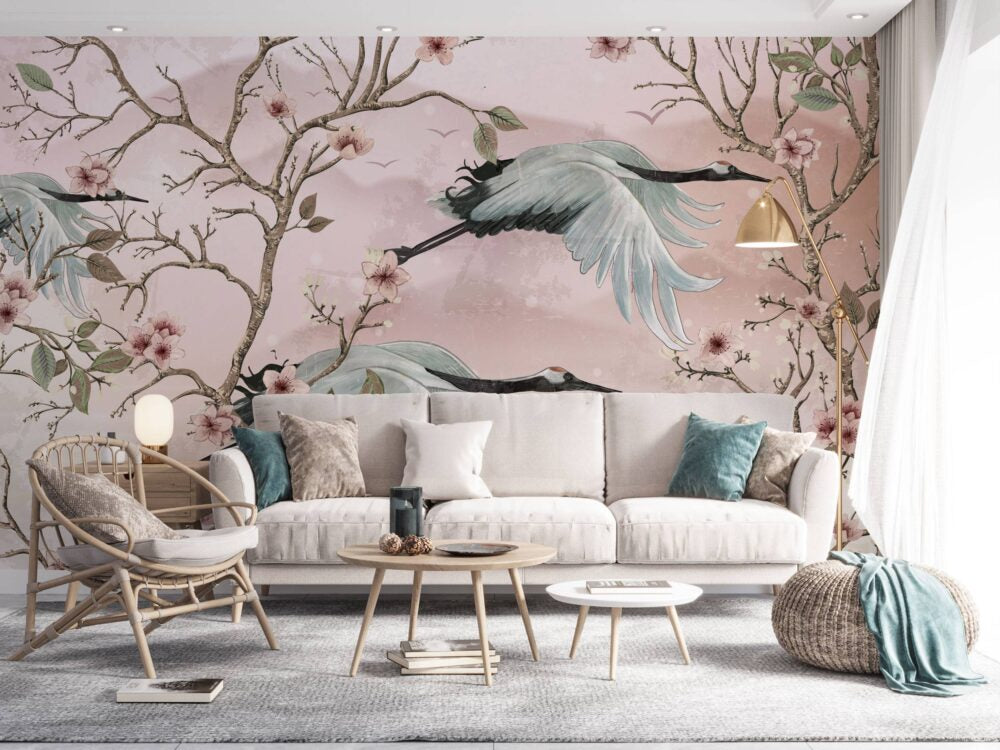 Floral Cranes Design BWMUR7035