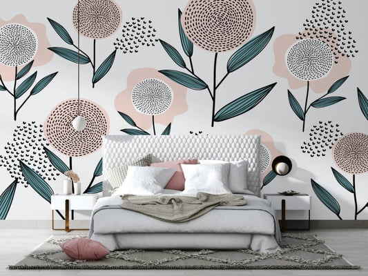 Pink Patterned Flowers Design BWMUR2405