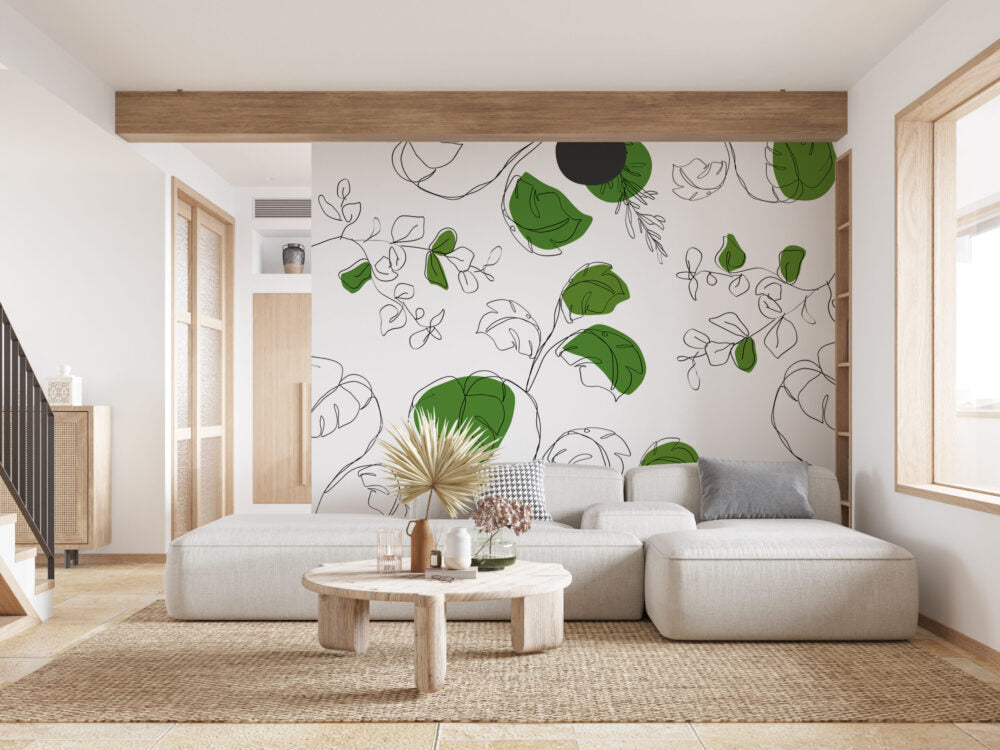 Green Abstract Leaves Design BWMUR8057