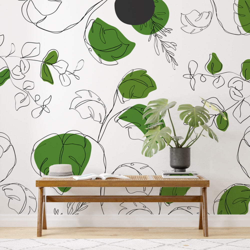 Green Abstract Leaves Design BWMUR8057