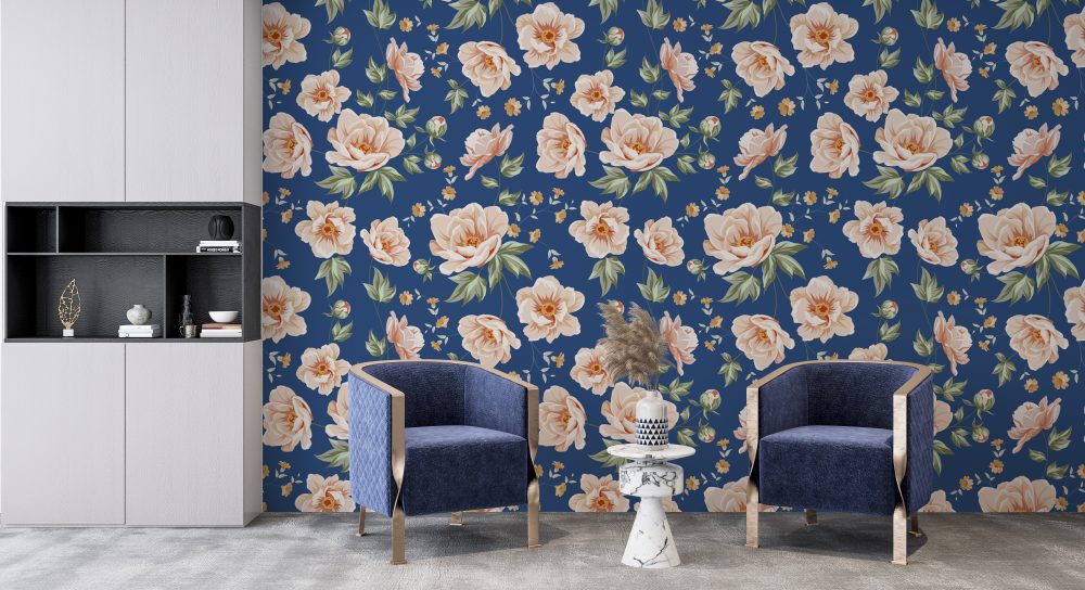 Blue Floral Design BWMUR8172