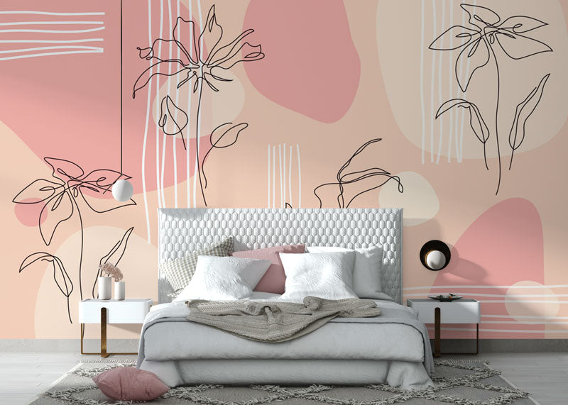 Pink Linear Flowers Design BWMUR6061