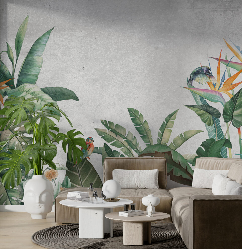 Palm Leave with Birds Design BWMUR8220