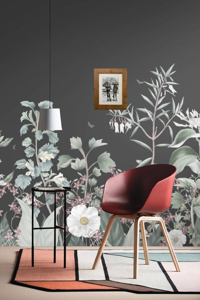 Dark Flower Wall Design BWMUR2185B
