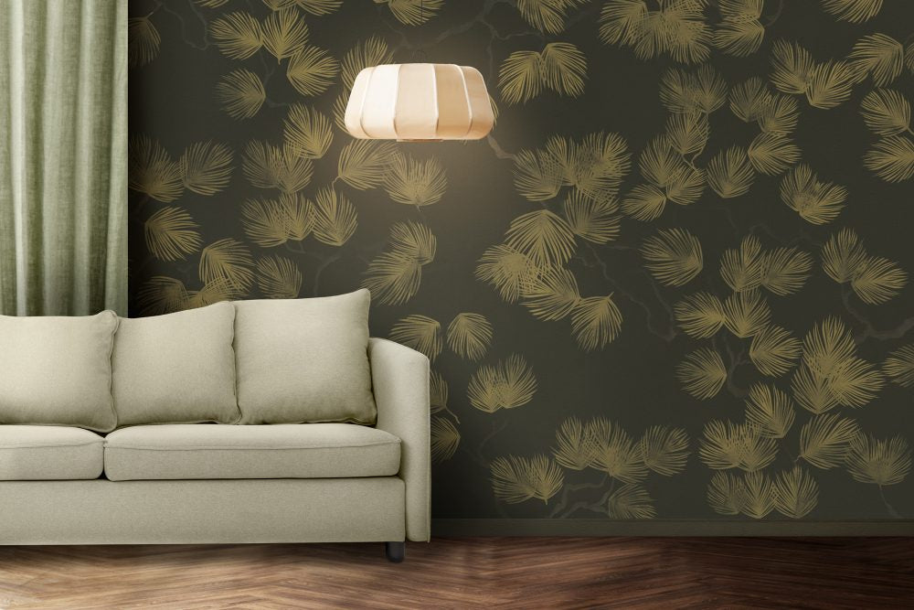 Gold Pine Leaves Design BWMUR8115