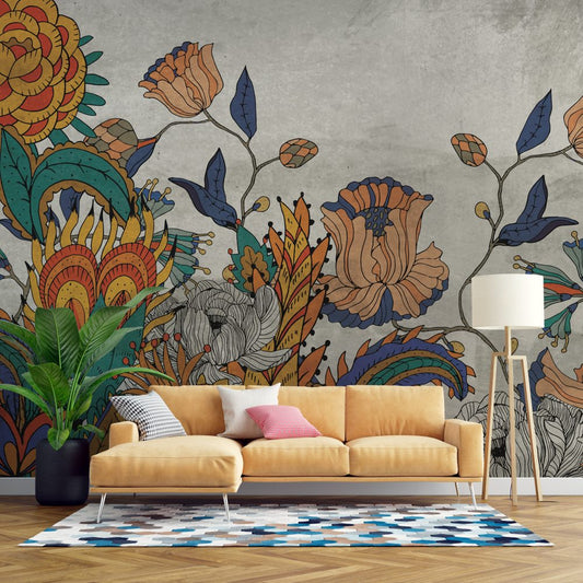 Colourful Abstract Flowers Design BWMUR8197
