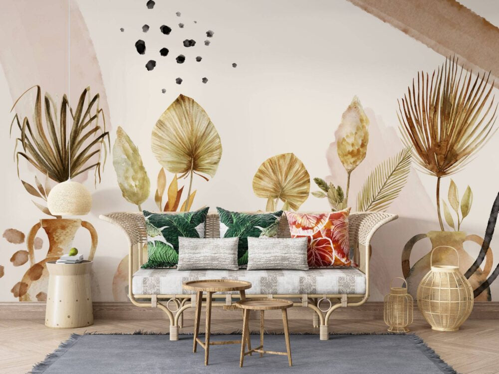 Palm Leaves In Vases Design BWMUR7020