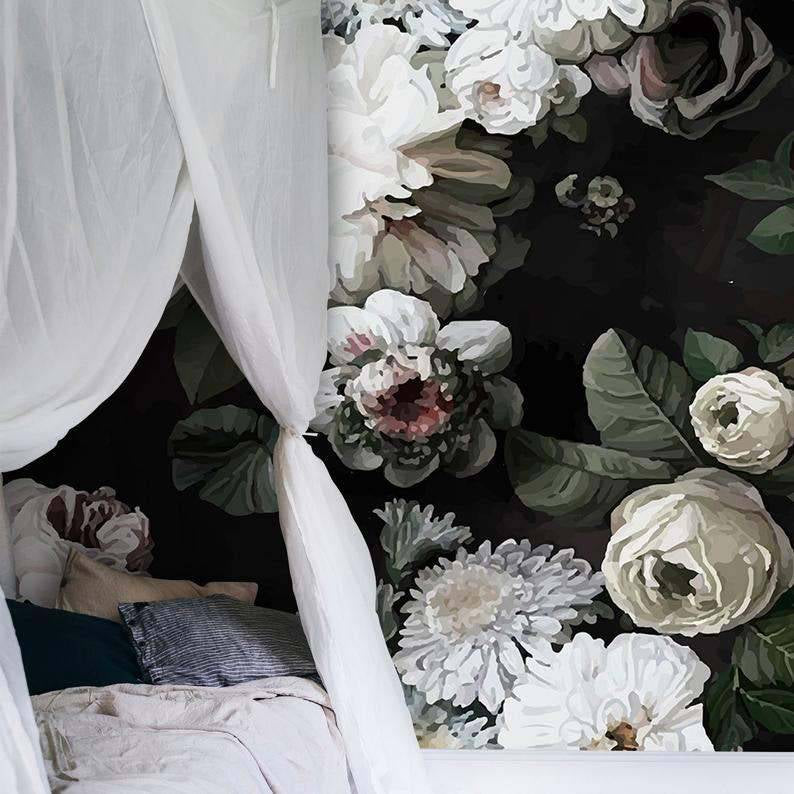 Dark White Roses Design BWMUR1038