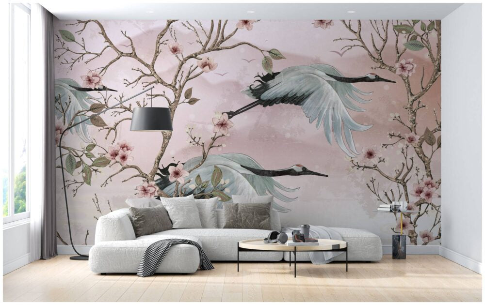 Floral Cranes Design BWMUR7035