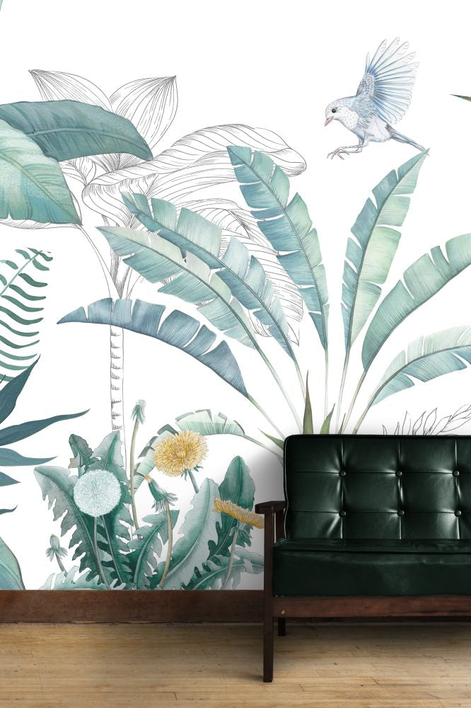 Palm Leaves With Plants Design BWSH1491