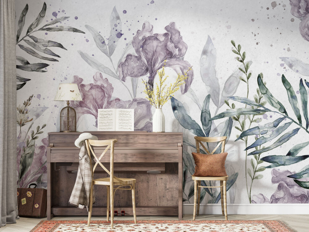 Purple Watercolour Flowers Design BWMUR8028