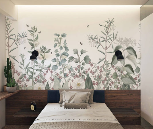 White Flower Wall Design BWMUR2185