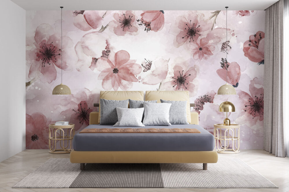 Pink Flower Design BWMUR7245 – Beautiful Walls Pty Ltd