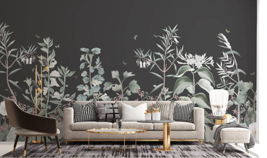 Dark Flower Wall Design BWMUR2185B