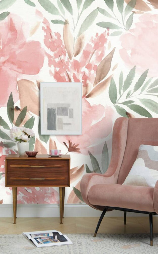 Pink Watercolour Flowers Design BWMUR2360