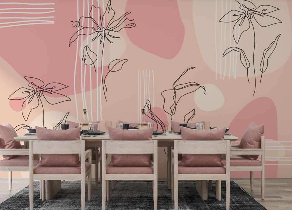 Pink Linear Flowers Design BWMUR6061