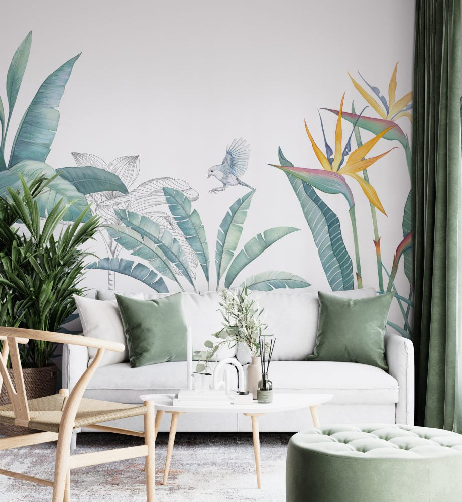 Palm Leaves With Plants Design BWSH1491