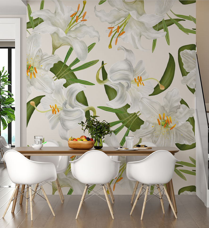 White Lily Flower Design BWMUR6117