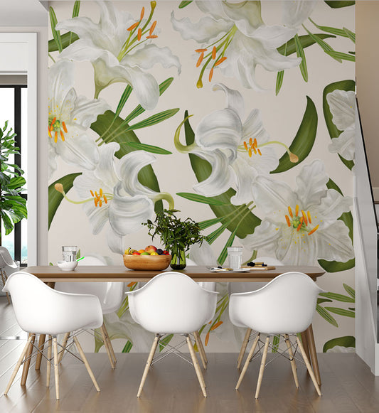 White Lily Flower Design BWMUR6117