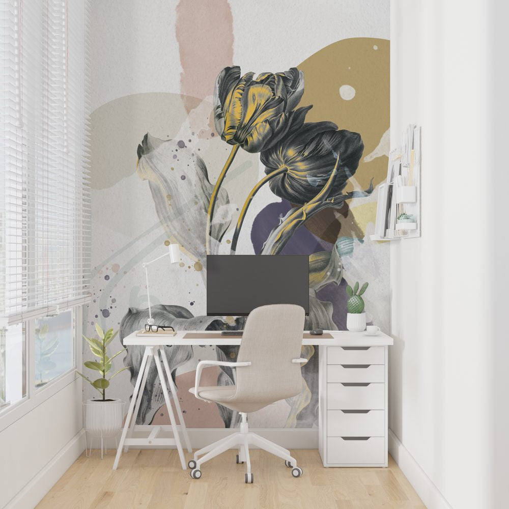 Yellow Painted Plant Design BWMUR8140-S