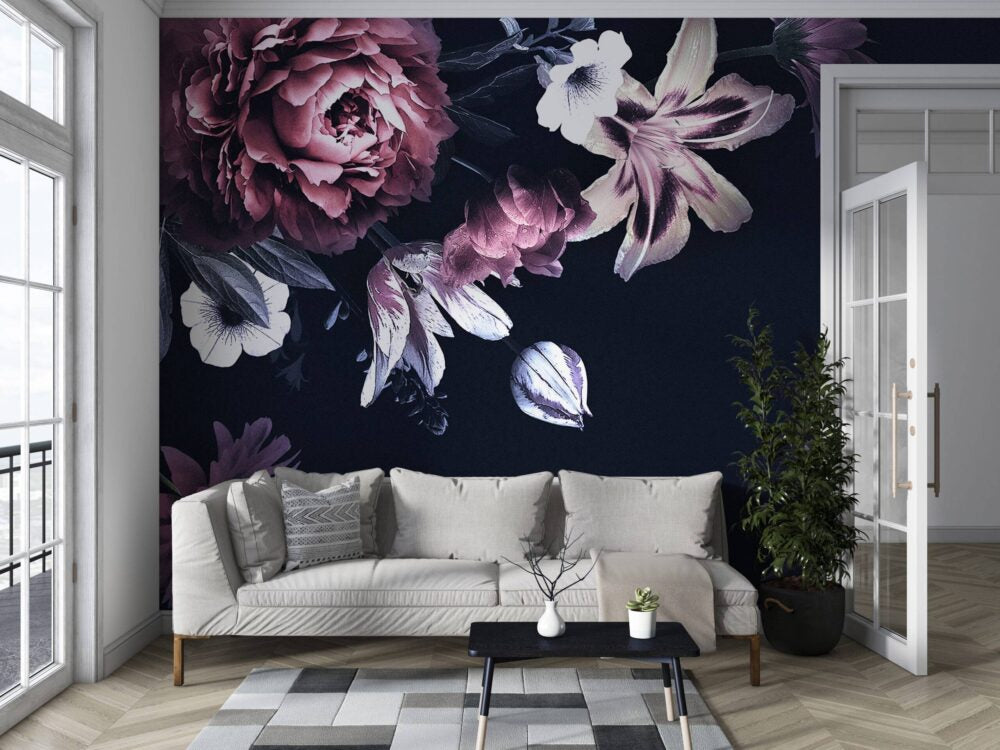 Dark Purple Floral Design BWMUR1053