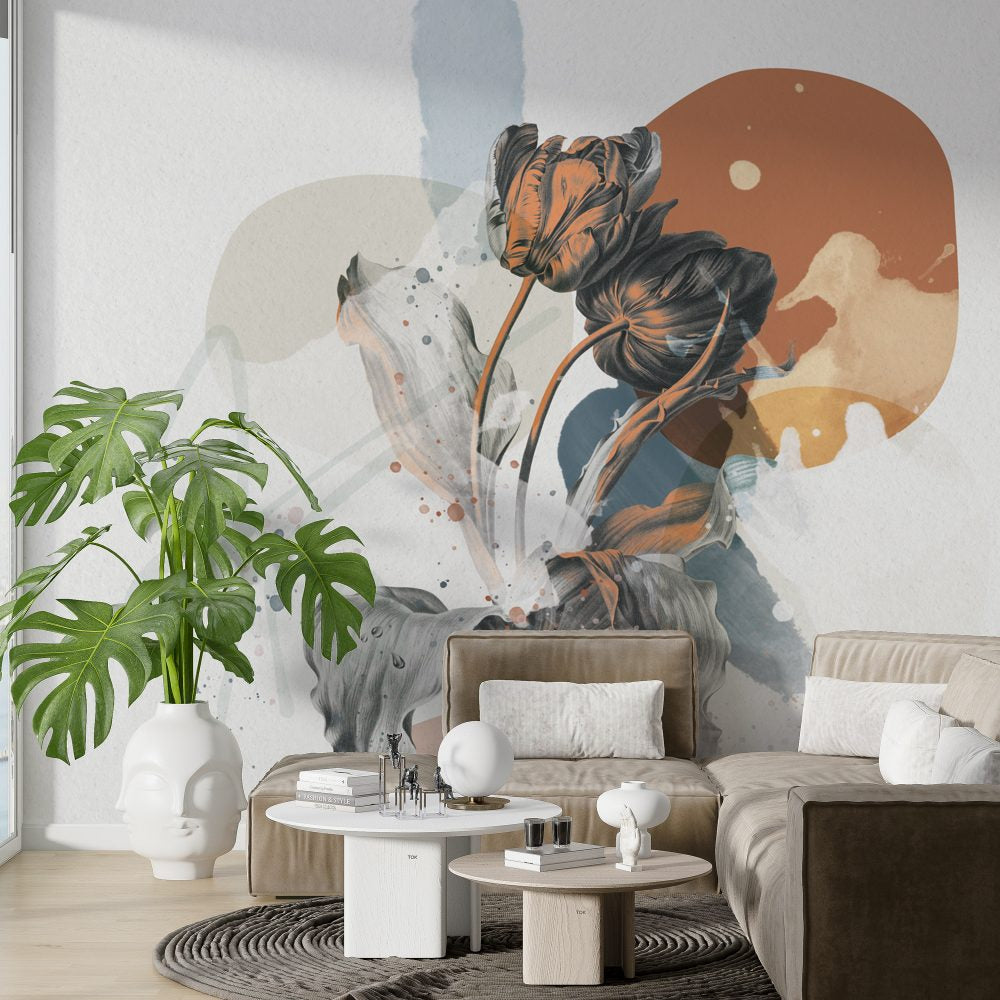 Orange Painted Plant Design BWMUR8140-K