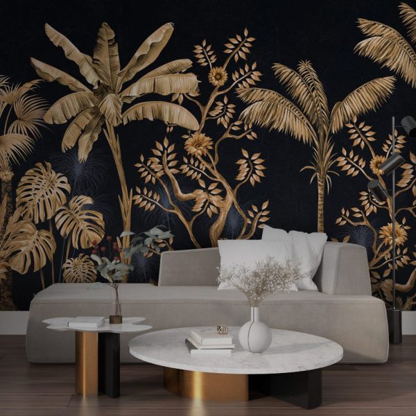 Black & Gold Palm Leaves BW8216
