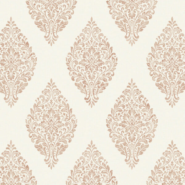 Linen Medallion Damask Cream/Copper - 25045