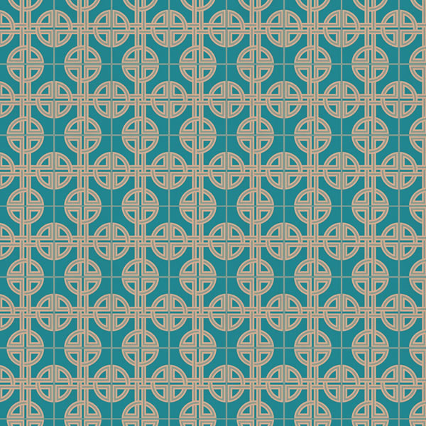Asian Lattice Design Teal - 105780