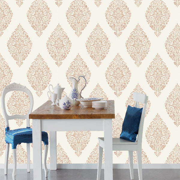 Linen Medallion Damask Cream/Copper - 25045
