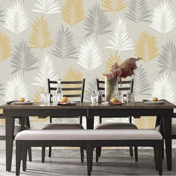 Linen Palm Design White / Grey - 697800
