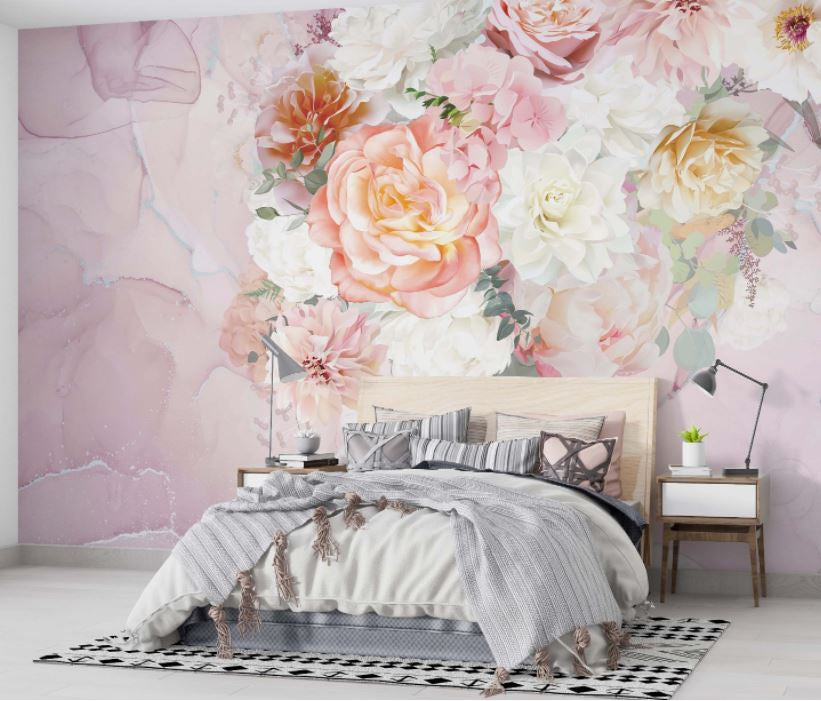 Big Pastel Roses Design BWMUR5077