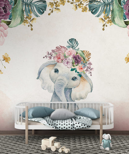 Cute Elephant With Flowers Design BWMUR8218