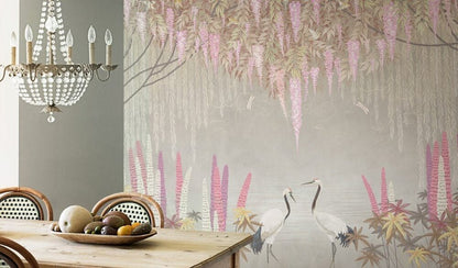 Flower Trees With Birds Design BWIN0308