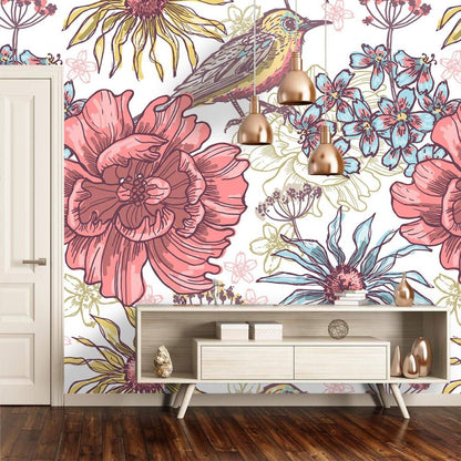 Colourful Flowers And Birds Design BWMUR2267