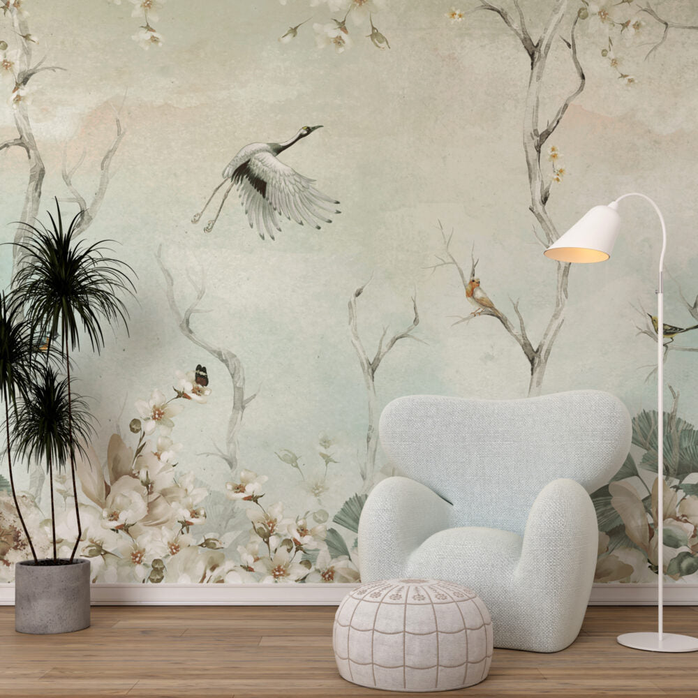 Birds And Trees Ombré Design BWMUR8103-G