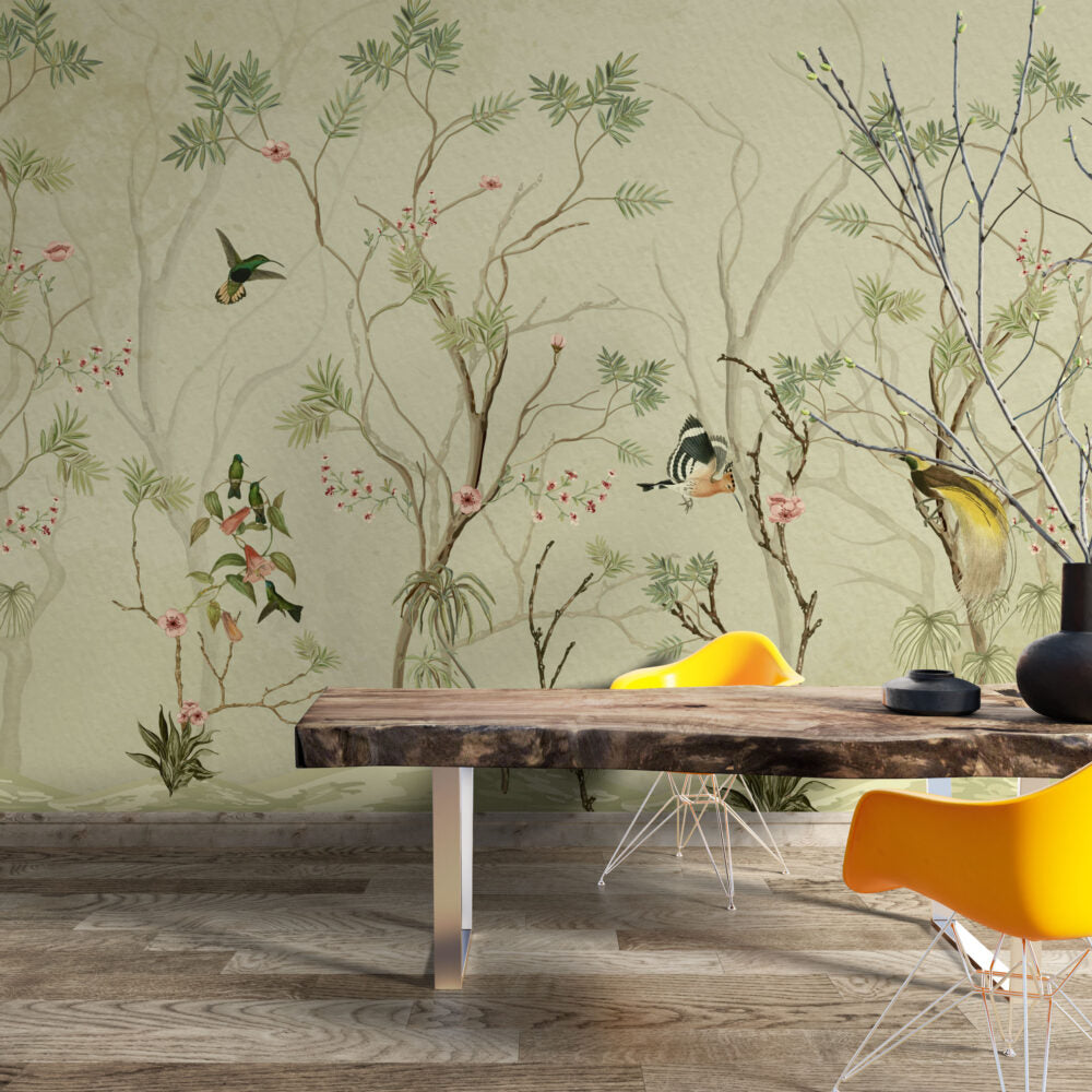 Green Tree Design With Birds BWMUR7249